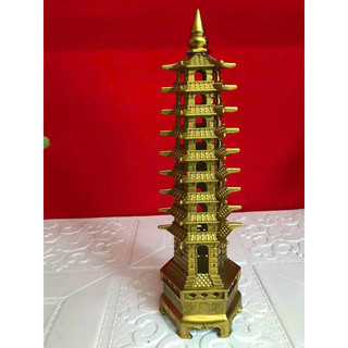 Tháp Văn Xương 9 tầng bằng đồng thật Cỡ lớn cao 39cm 30cm Vật phẩm phong thủy học hành thăng tiến trang trí Quà tặng