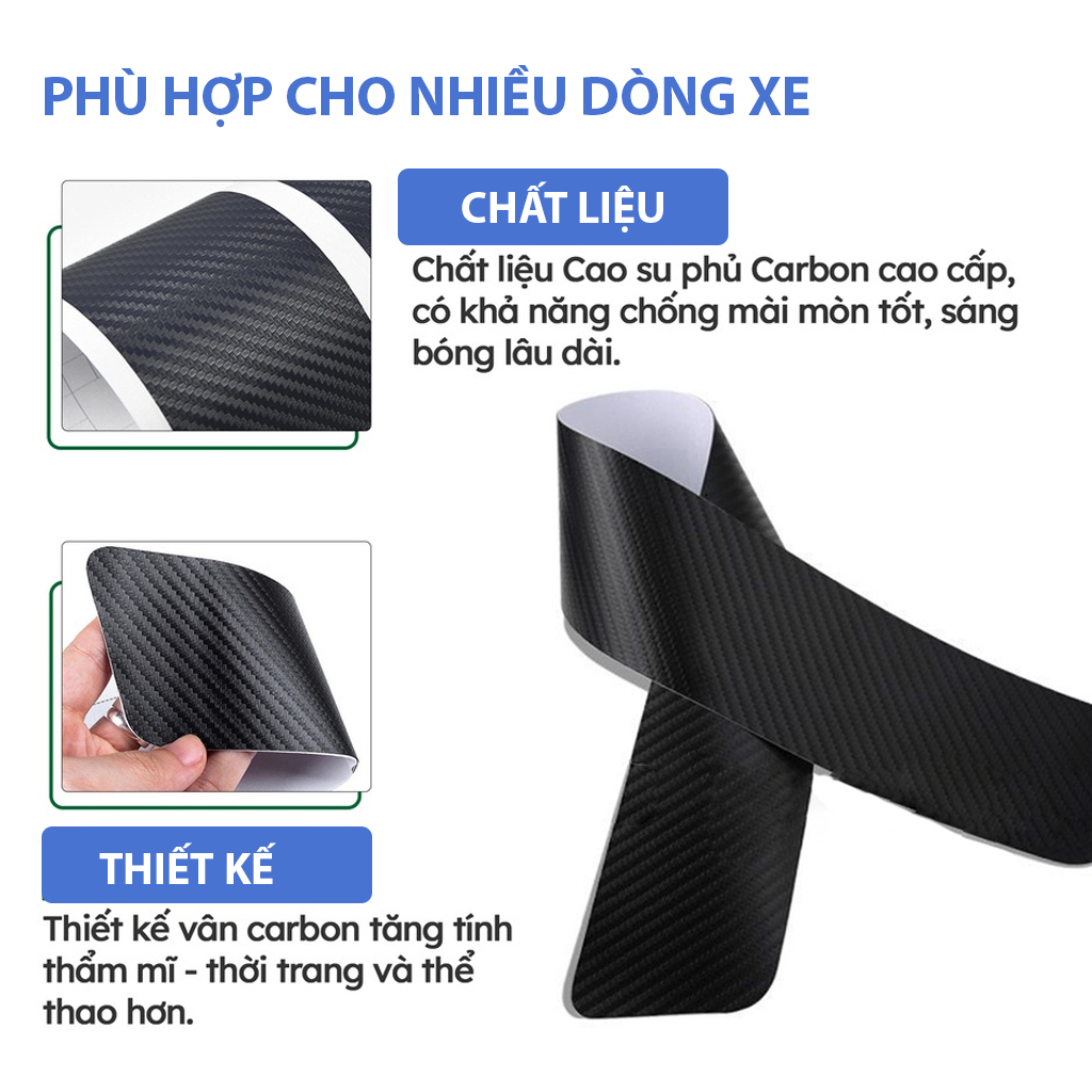 Nẹp cửa chống trầy xước dán vân carbon bảo vệ bậc cửa xe hơi oto Hyundai i10,Accent,Elantra,Kona,Creta,Tucson,Santa Fe