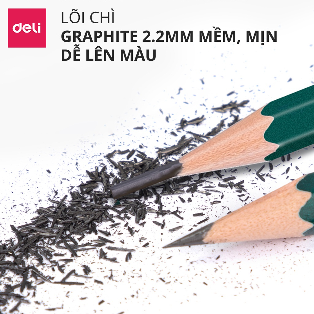 Bút Chì Gỗ 2B HB Deli - Dễ Tẩy Xóa An Toàn Vẽ Mỹ Thuật Tập Viết Làm Bài Kiểm Tra Học Sinh Sinh Viên Trẻ Nhỏ