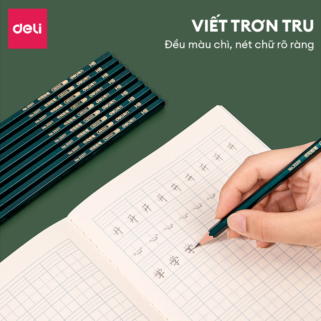 Bút Chì Gỗ 2B HB Deli - Dễ Tẩy Xóa An Toàn Vẽ Mỹ Thuật Tập Viết Làm Bài Kiểm Tra Học Sinh Sinh Viên Trẻ Nhỏ