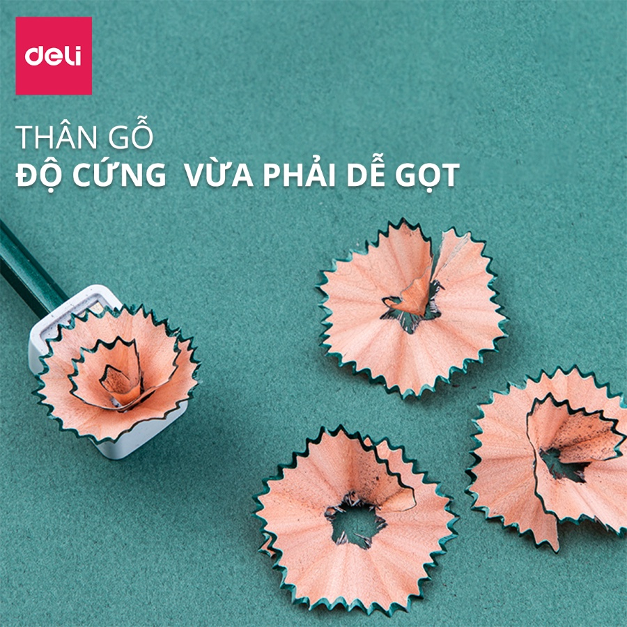 Bút Chì Gỗ 2B HB Deli - Dễ Tẩy Xóa An Toàn Vẽ Mỹ Thuật Tập Viết Làm Bài Kiểm Tra Học Sinh Sinh Viên Trẻ Nhỏ