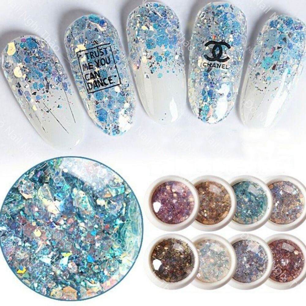 Sét Nhũ Vảy Cá Nail, Sét Nhũ 8D Trang Trí Móng Siêu Xinh [ Bình An ]