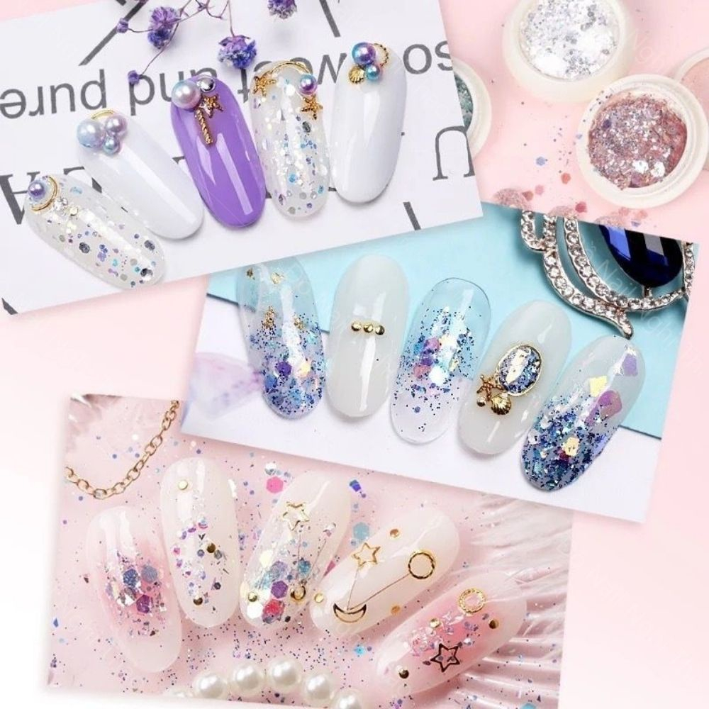 Sét Nhũ Vảy Cá Nail, Sét Nhũ 8D Trang Trí Móng Siêu Xinh [ Bình An ]