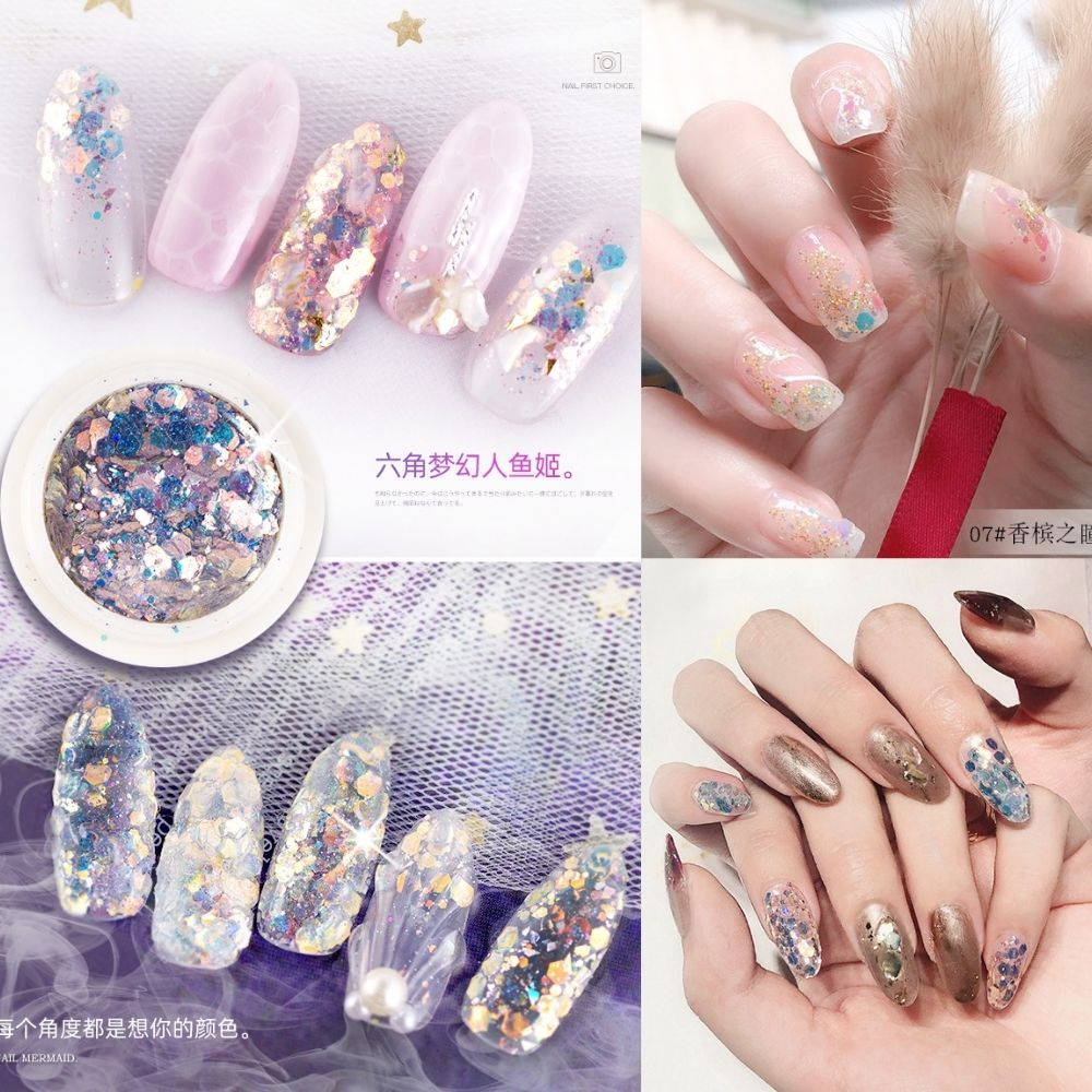 Sét Nhũ Vảy Cá Nail, Sét Nhũ 8D Trang Trí Móng Siêu Xinh [ Bình An ]