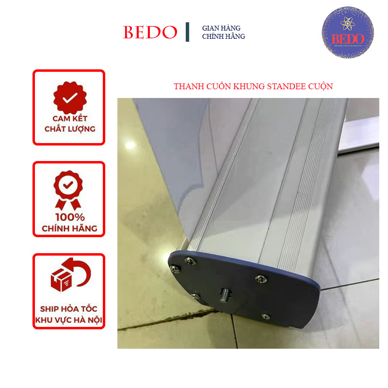 Khung Standee cuộn BEDO - Standee cuốn nhôm gọn cao cấp - Standee chữ T tái sử dụng nhiều lần