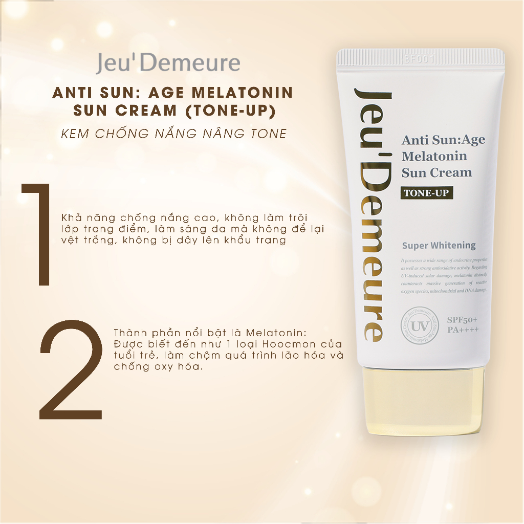 [SALE] Kem chống nắng Nâng Tone - Jeu'Demeure Anti sun:age Melationin Sun Cream Tone-up