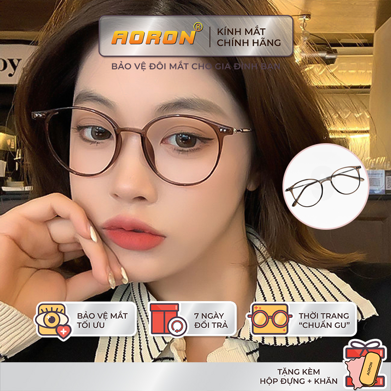 Ảnh Kính Chống Bụi, Chống Ánh Sáng Xanh AORON Mắt Mèo Cá Tính Thời Trang Gọng Kim Loại Đàn Hồi Phù Hợp Mọi Khuôn Mặt AK103 1