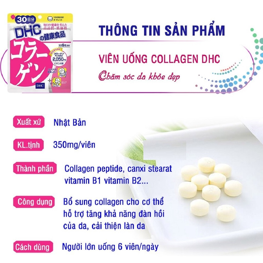 Ảnh Viên Uống Dưỡng Da, Bảo Vệ Sức Khỏe DHC Nhật Bản 30 ngày (30v/gói, 60v/gói, 120v/gói hoặc 180v/gói) 4