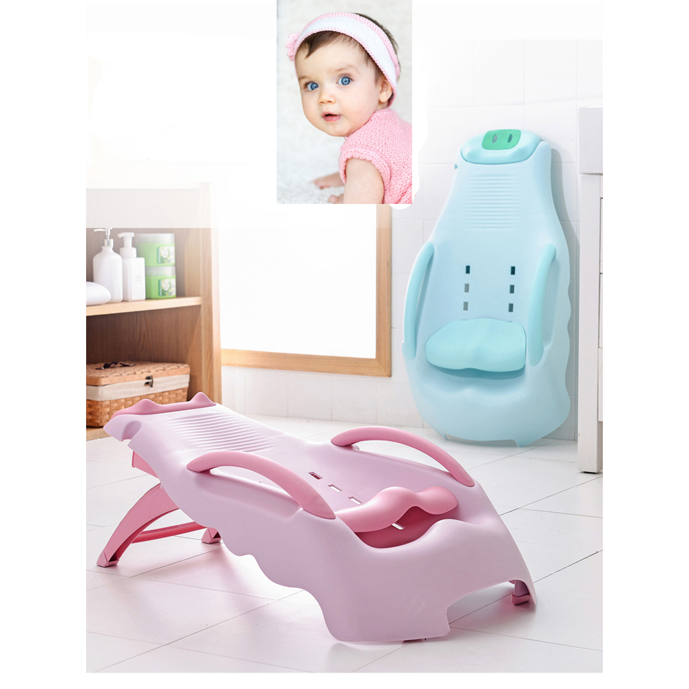 Ghế nằm gội đầu cho bé có tấm lót chống mỏi cổ, điều chỉnh nấc cao thấp phù hợp với cơ thể