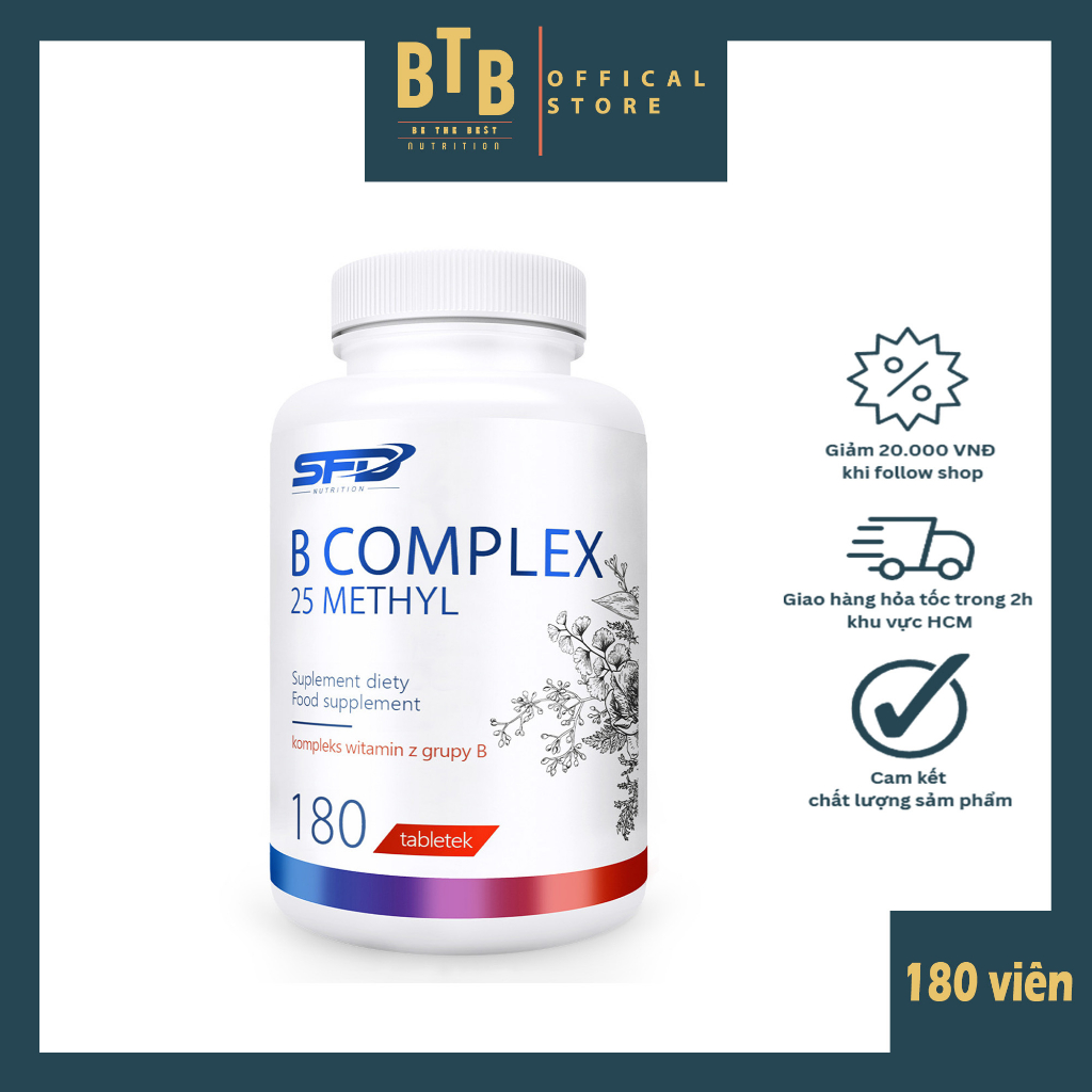 Viên uống vitamin B Sfd Nutrition B COMPLEX 25 METHYL 180 viên | Shopee ...