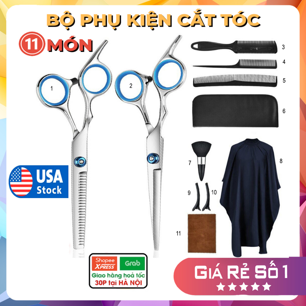 Bộ Kéo Cắt Tóc, Kéo Tỉa Tóc, Bộ Kéo Cắt Tóc Gia Đình, Cắt Tóc Trẻ Em, Bộ Phụ Kiện 11 Món Cắt Tóc Tại Nhà Chuyên Nghiệp