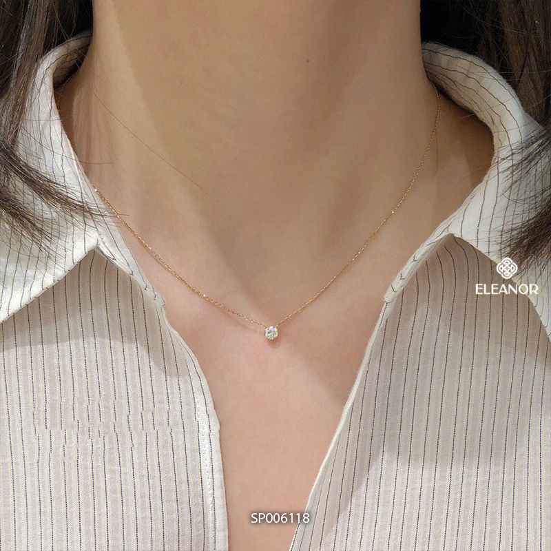 Dây chuyền nữ titan Eleanor Accessories mặt đính đá lấp lánh vòng cổ basic phụ kiện trang sức 6118