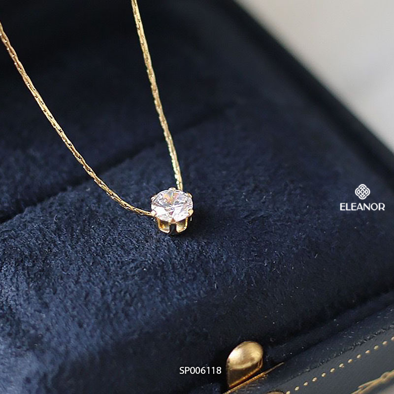 Dây chuyền nữ titan Eleanor Accessories mặt đính đá lấp lánh vòng cổ basic phụ kiện trang sức 6118