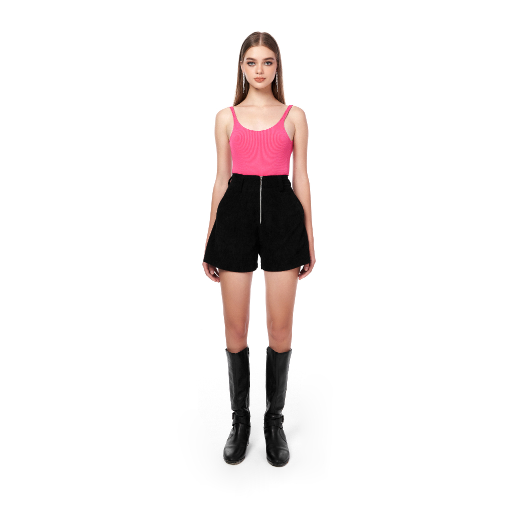 Quần nữ nhung khoá kéo trước, là min – ZIP FRONT CORDUROY SHORTS