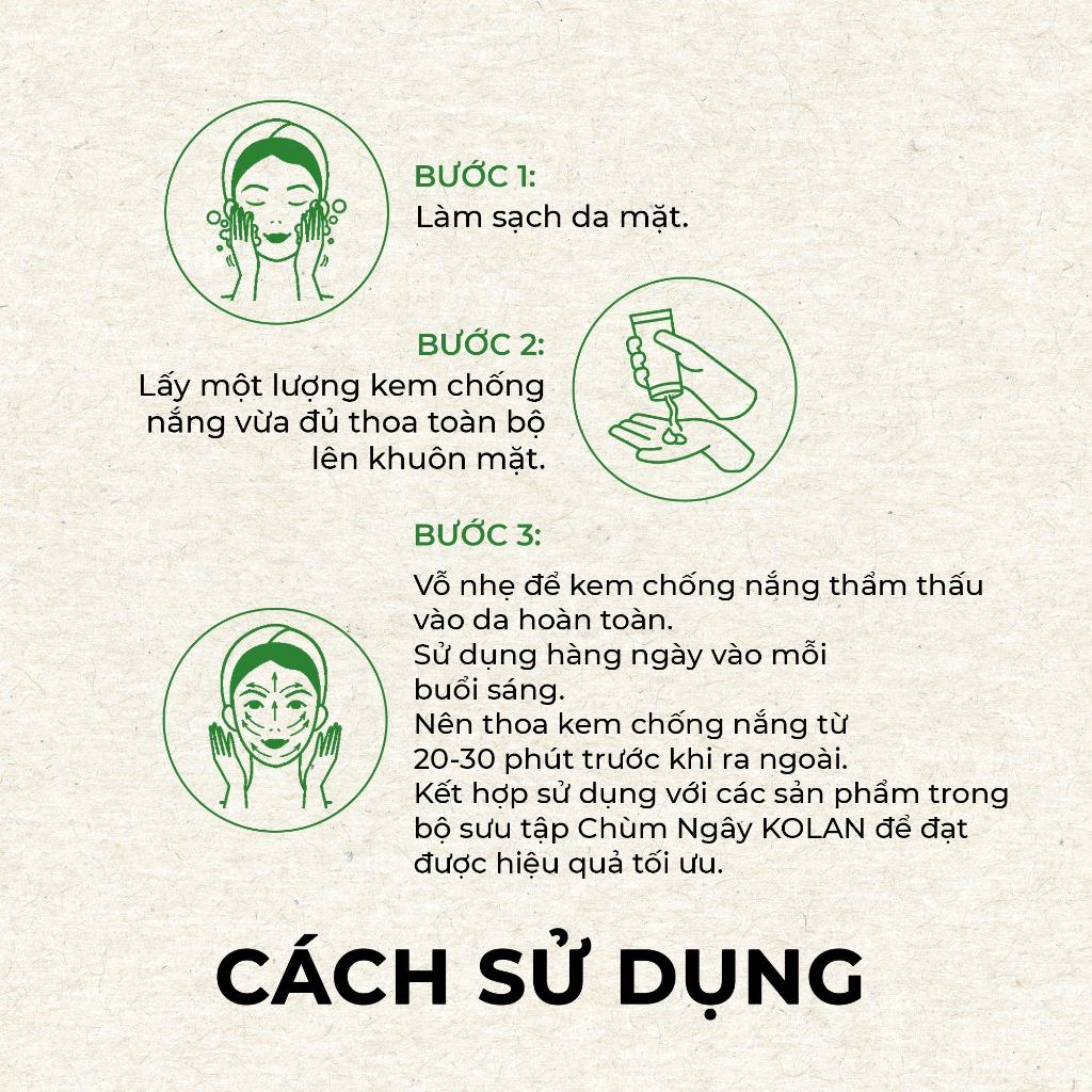 Kem Chống Nắng KOLAN 50ml, Chiết Xuất Chùm Ngây, Giúp Nâng Tone, Ngăn Ngừa Tia UV, Chống Lão Hóa