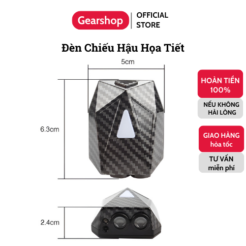 Đèn Led Trang Trí GEARSHOP Gắn Đuôi Xe Máy Chiếu Phát Hình Ảnh - Main Image