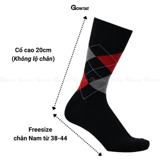 Tất nam công sở đi giày tây GOMTAT mẫu quả trám, chất liệu cotton cao cấp, hút ẩm thoáng khí  - LUX-QUATRAM-1DOI