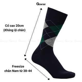 Hộp 5 đôi tất nam cao cổ đi giày tây GOMTAT hoạ tiết quả trám sợi cotton cao cấp - LUX-QUATRAM-CB5