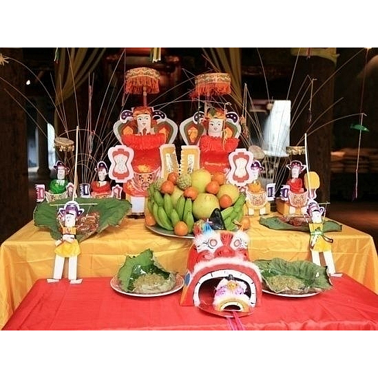 Đầu lân mini trang trí mâm cỗ trung thu đêm hội trăng rằm