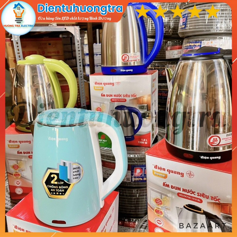 [ĐIỆN QUANG_Hàng Việt Nam] Ấm Đun Nước Siêu Tốc Điện Quang 1.8L Viền Màu