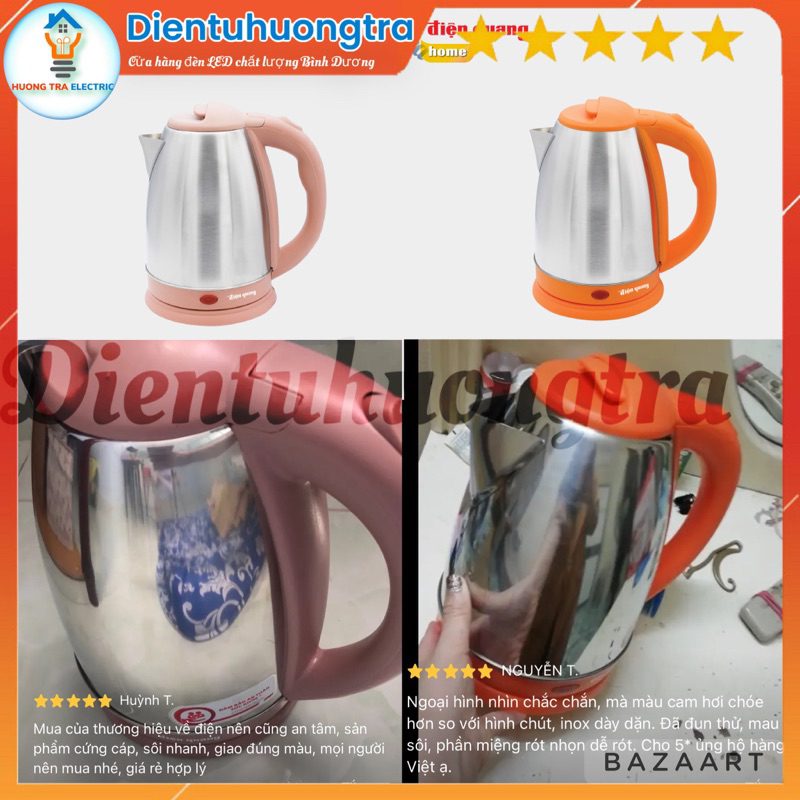 [ĐIỆN QUANG_Hàng Việt Nam] Ấm Đun Nước Siêu Tốc Điện Quang 1.8L Viền Màu