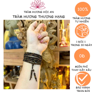 Vòng tay trầm hương 216 hạt 4 ly INDO thơm sống mạnh, đẹp, phong cách thời trang.