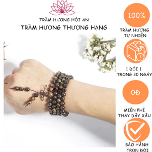 Vòng Trầm Hương phong thủy 108 Hạt - Trầm Sánh Size hạt 6/7/8mm Mang Lại Tài Lộc May Mắn Bình An