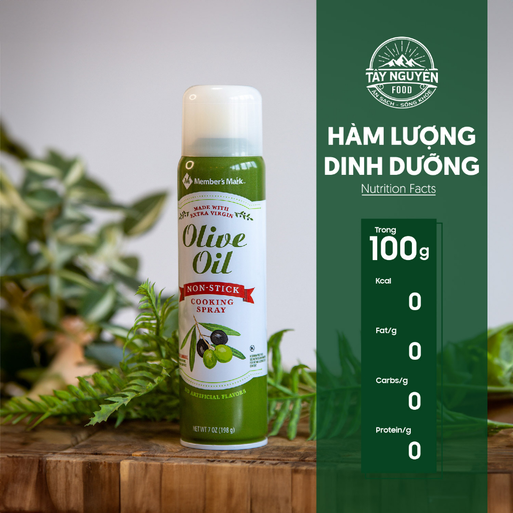 Dầu xịt ăn kiêng Olive Oil Member's Mark Net WT 7 OZ (198g 0 Kcal