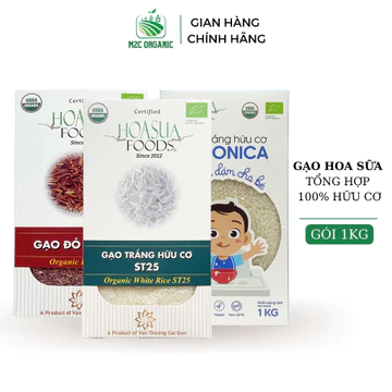 Tổng hợp gạo hữu cơ Hoa Sữa 1kg gạo ST25, gạo lứt đen,gạo ăn dặm giàu dinh dưỡng cho sức khỏe tốt