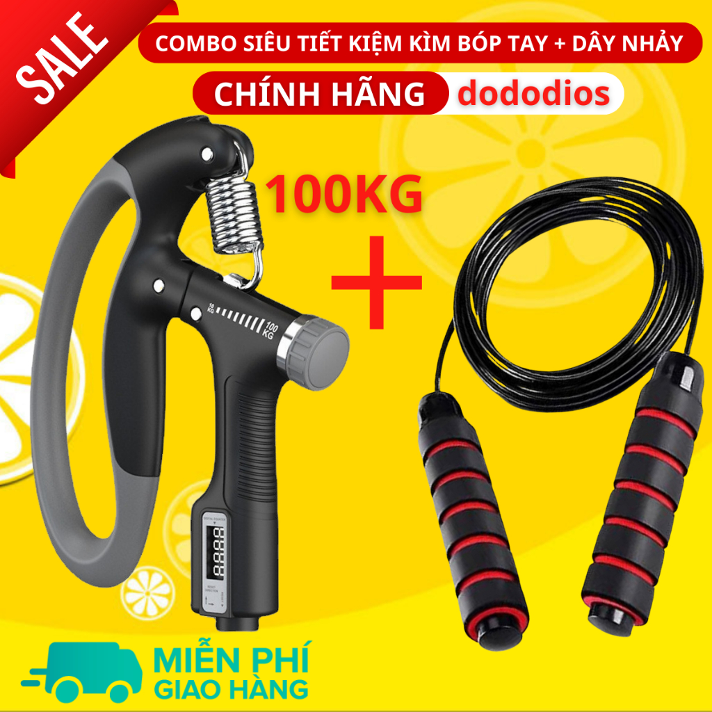 Ảnh Combo Dây Nhảy Và Kìm Bóp Tay - Lõi Dây Nhảy Là Lõi Thép, Kìm Bóp Tập Cơ Tay Tối Đa 60kg 100kg 120kg Có Màn Hình 3
