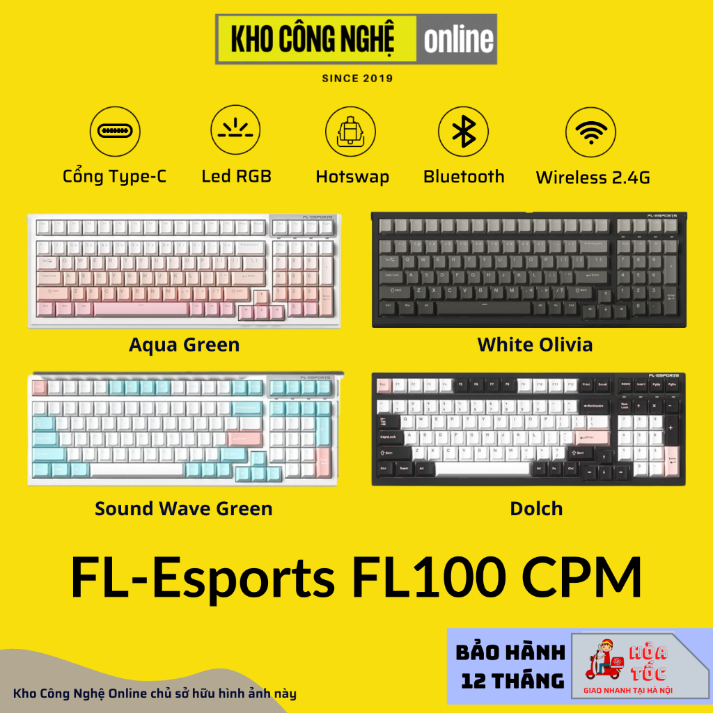 FL100 CPM - Bàn phím cơ FL-Esports FL100 CPM Gradient Ink / White ...