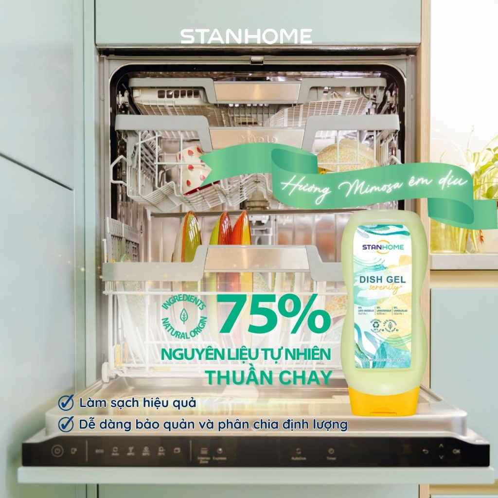 Ảnh Nước rửa chén bát cho máy rửa chén Stanhome DISH GEL Serenity hương Mimosa, bạc hà 720ML - Limited vers 2