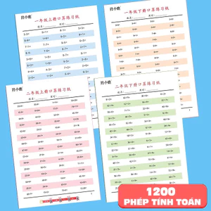 Tệp 1200 phép toán lớp 1 đến lớp 4 cho bé