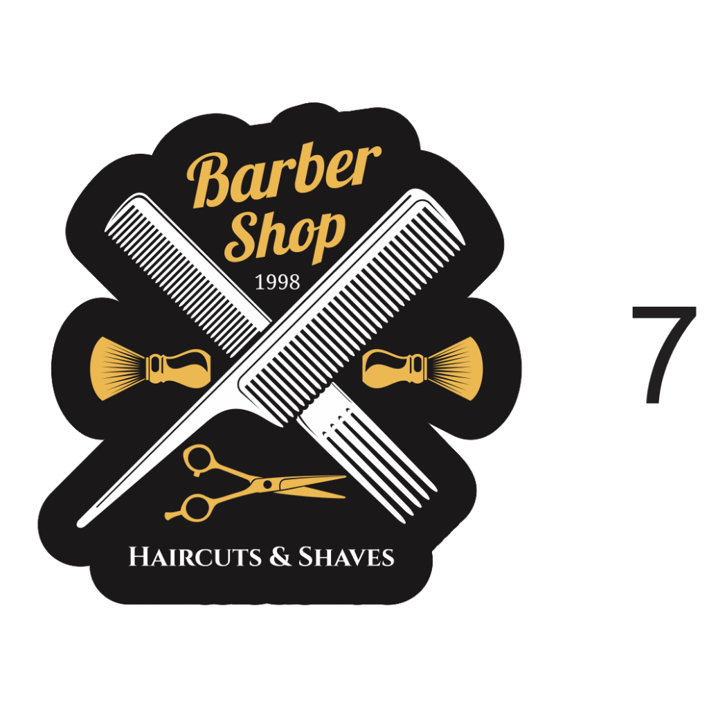 Hình dán trang trí salon tóc BARBER SHOP chất liệu decal cắt sẵn theo hình giá siêu rẻ thiết kết theo yêu cầu