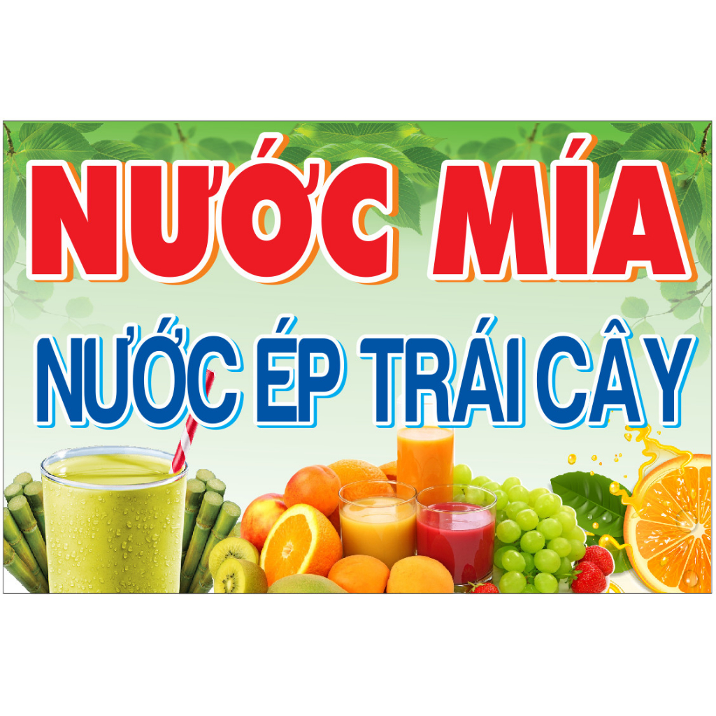 Đề can in nước mía nước ép trái cây bóc dán quầy nước mía, tủ, máy ép chống nước nhiều kích thước giá siêu rẻ