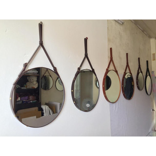 Gương Treo Tường Viền Dây Da Trang Điểm, Gương tròn trang điểm có 2 màu dây Diamond Mirror
