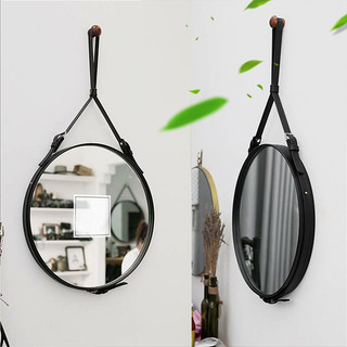 Gương Treo Tường Viền Dây Da Trang Điểm, Gương tròn trang điểm có 2 màu dây Diamond Mirror