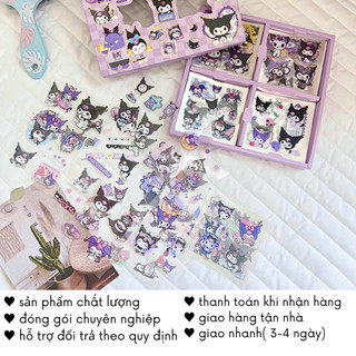 Sticker Kuromi Gấu Dâu Cinnamoroll Melody Hộp 100 Tấm Cute Trang Trí Toploader Decor Bình Nước Timo ST02
