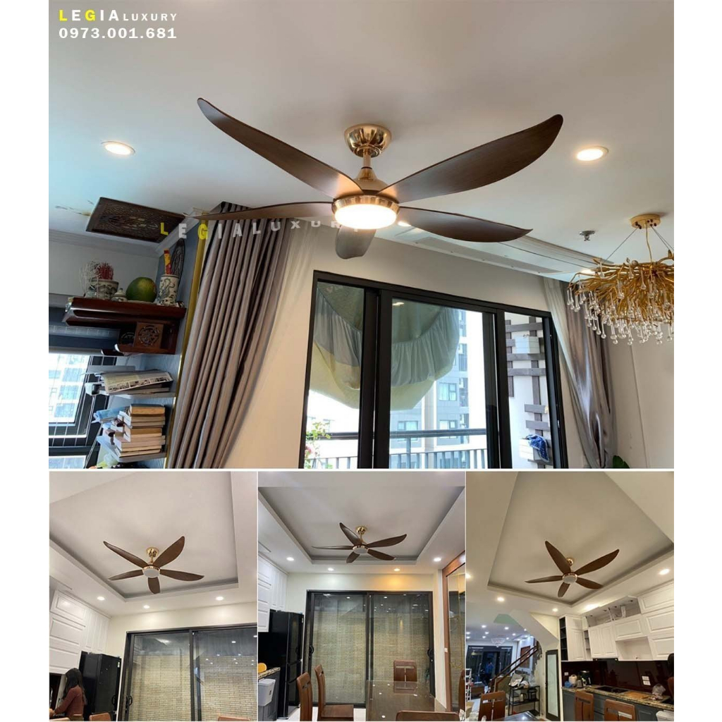 Ảnh Quạt Trần Đẹp | Quạt Trần Đèn Gió Mạnh LGFAN669 | Quạt Trần Chung Cư Cổ Ngắn 25cm 4