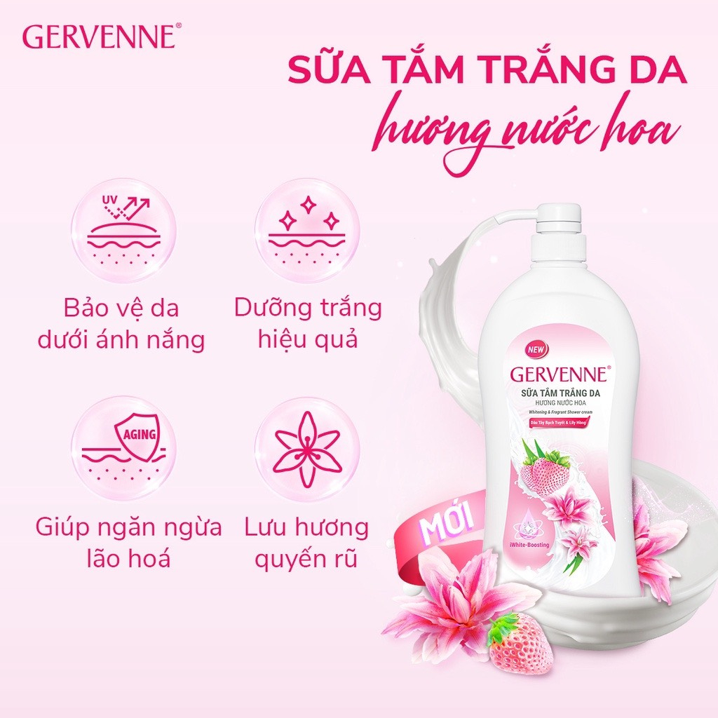 Sữa Tắm Trắng Da Hương Nước Hoa Gervenne 900G