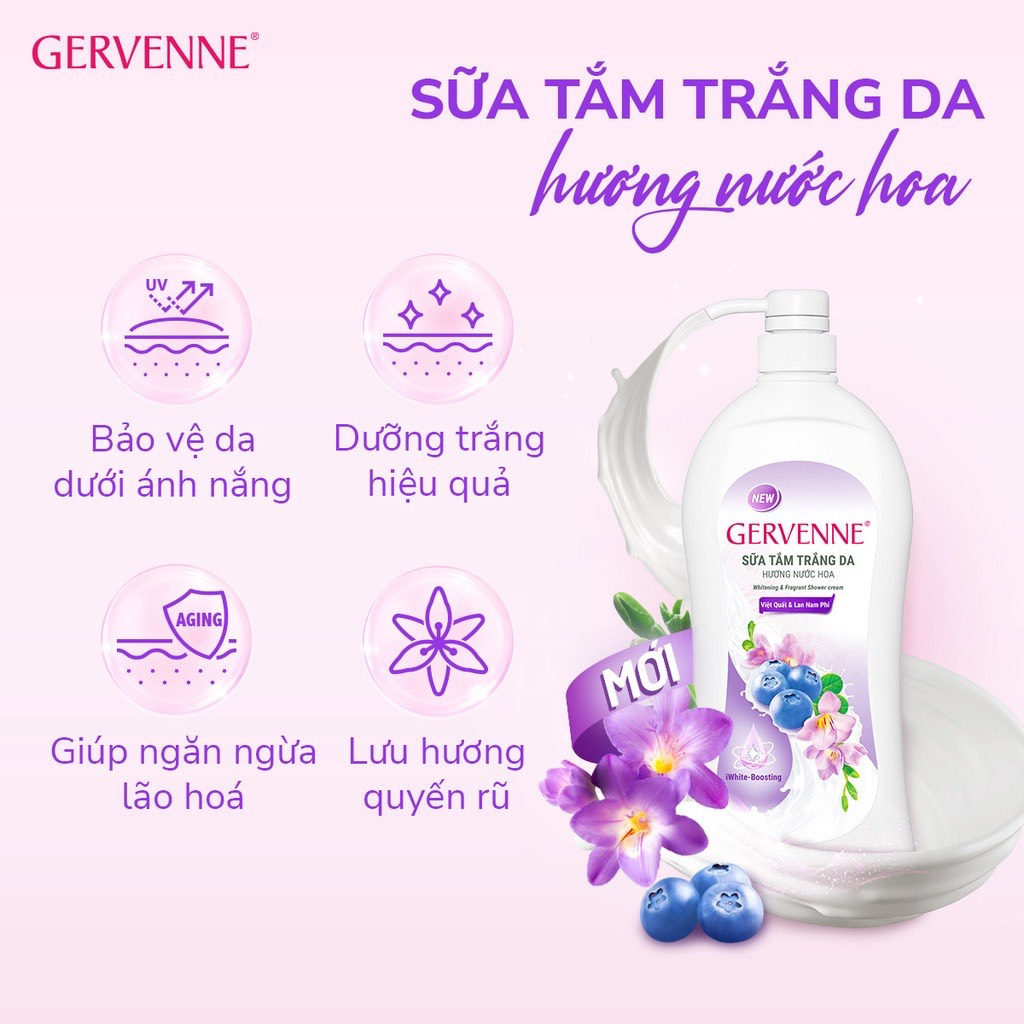 Sữa Tắm Trắng Da Hương Nước Hoa Gervenne 900G