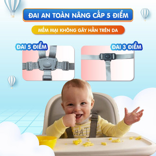 Ghế Ăn Dặm Cho Bé Cao Cấp, Ghế Tập Ăn 2 Tầng Có Kèm Bánh Xe Khóa Bánh An Toàn Chính Hãng