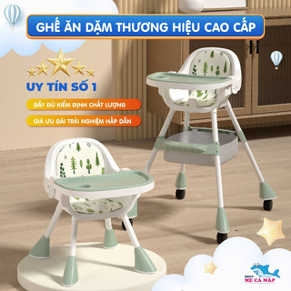 Ghế Ăn Dặm Cho Bé Cao Cấp, Ghế Tập Ăn 2 Tầng Có Kèm Bánh Xe Khóa Bánh An Toàn Chính Hãng