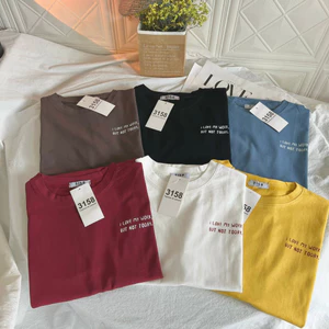 Áo thun 3158 YUSTUDIO, áo thun form rộng unisex chất cotton khô in trước ngực mẫu I Love My Work