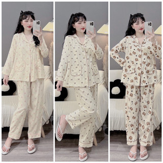 Bộ bầu - bộ sau sinh - BỘ DÀI ĐŨI LANH DÀI HÌNH CỔ PIZAMA - Nhiều Màu