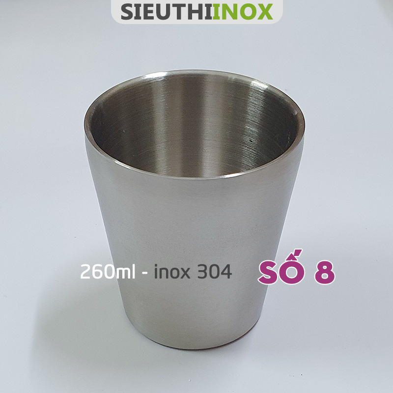 Ca cốc inox 2 lớp cách nhiệt số 8, dung tích 260ml | Shopee Việt Nam