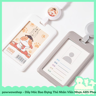 Dây Tơrua Kéo Rút Kèm Bao Đựng Thẻ Nhân Viên Dọc Nhựa ABS Phong Cách Hình Thú Animal Mèo Chó Cat Shiba Dog