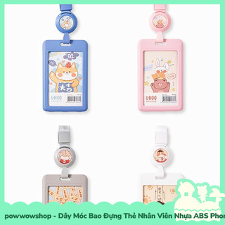 Dây Tơrua Kéo Rút Kèm Bao Đựng Thẻ Nhân Viên Dọc Nhựa ABS Phong Cách Hình Thú Animal Mèo Chó Cat Shiba Dog