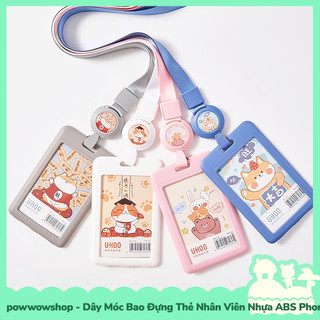 Dây Tơrua Kéo Rút Kèm Bao Đựng Thẻ Nhân Viên Dọc Nhựa ABS Phong Cách Hình Thú Animal Mèo Chó Cat Shiba Dog