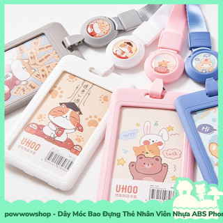 Dây Tơrua Kéo Rút Kèm Bao Đựng Thẻ Nhân Viên Dọc Nhựa ABS Phong Cách Hình Thú Animal Mèo Chó Cat Shiba Dog